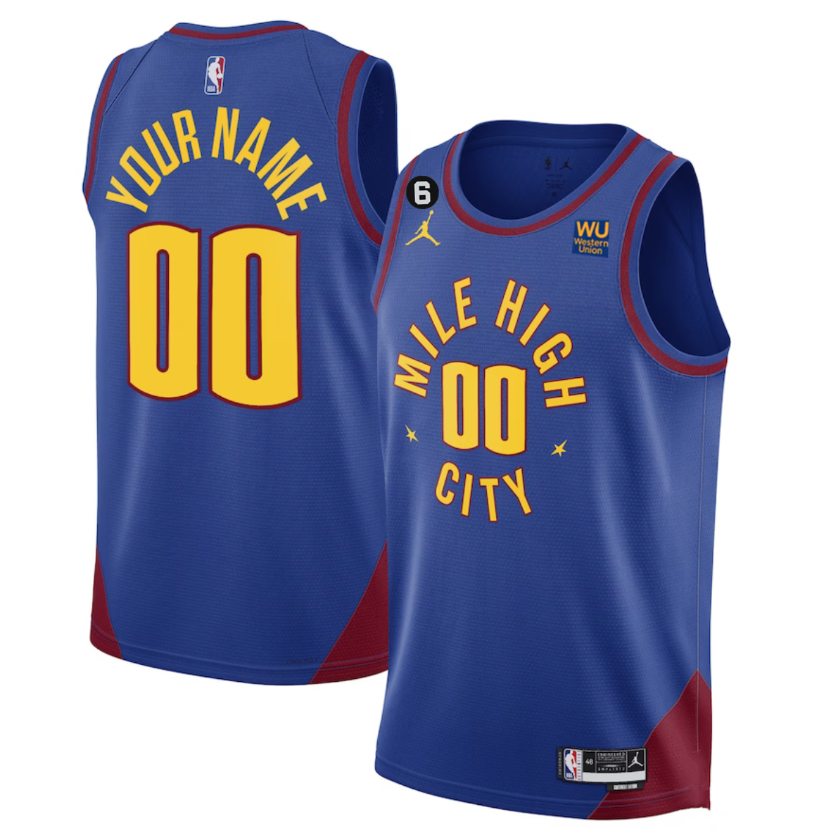 Men's Denver Nuggets Active Player Custom Blue 2022/23 Statement Edition With NO.6 Patch Stitched Jersey